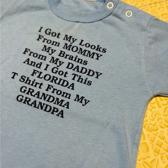 Vintage Powder Blue Short Sleeve Tee with Humorous Print - Picture 2 of 7